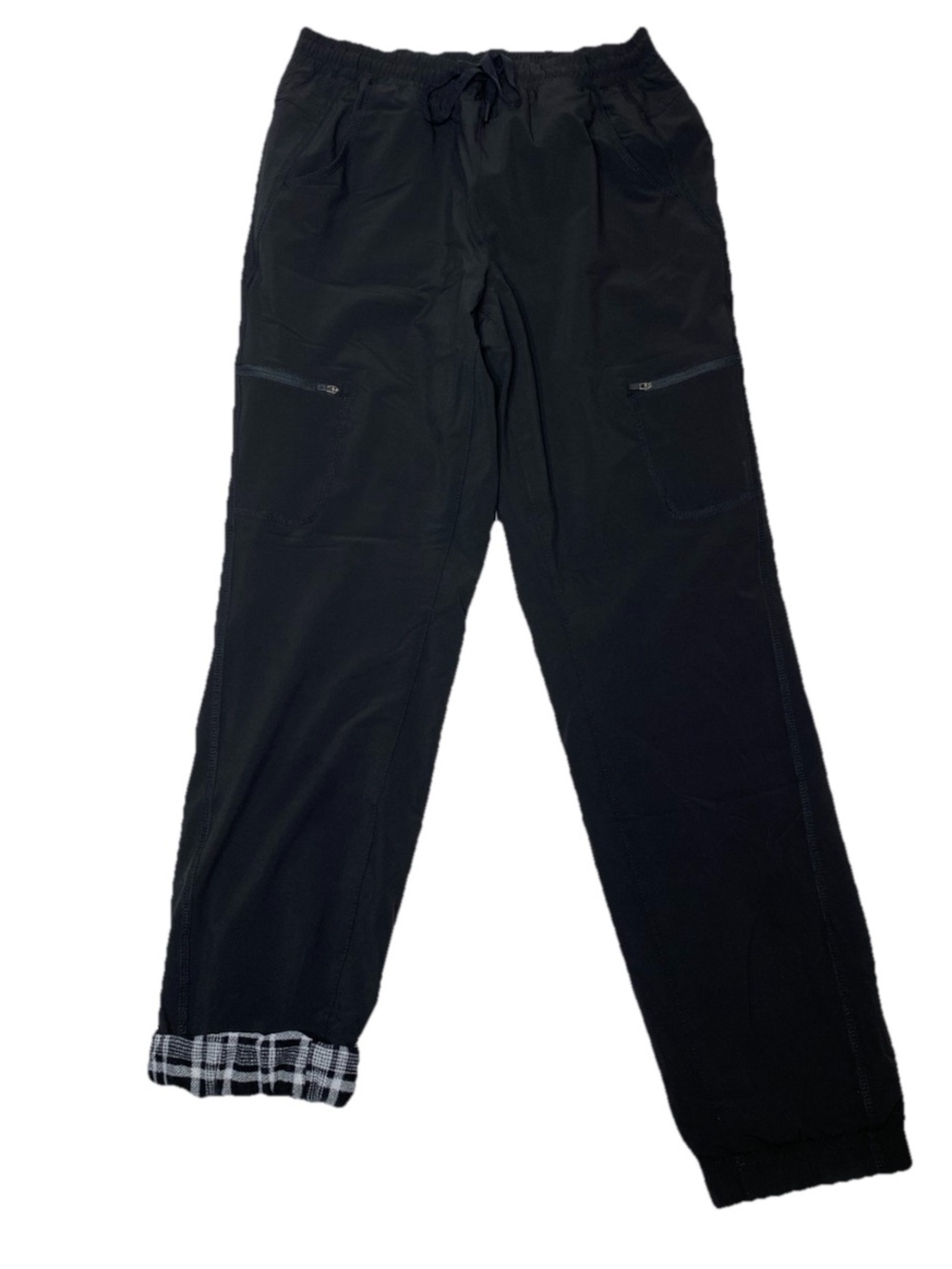 Eddie Bauer Black Plaid Fleece Lined Jogger Pants Women’s Size 6